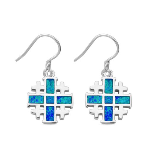 Simulierte blaue Opal Puzzle-Ohrringe image number 0