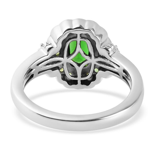 Nat&uuml;rlicher Chromdiopsid und Zirkon Ring 925 Silber platiniert image number 6