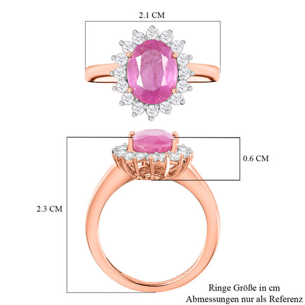 Premium Ilakaka Rosa Saphir und Zirkon-Halo Ring, 925 Silber Roségold Vermeil, 2,98 ct. image number 7