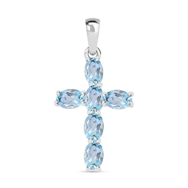 Himmelblauer Topas Kreuz-Anh&auml;nger - 3,14 ct.