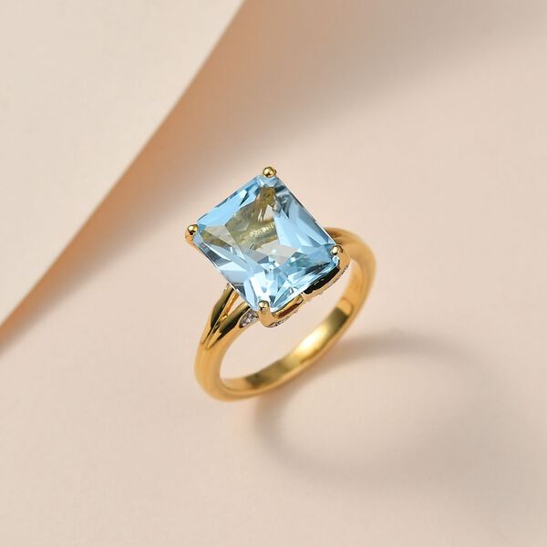 Himmelblauer Topas und wei&szlig;er Zirkon Ring, ca. 6,12 ct. image number 2