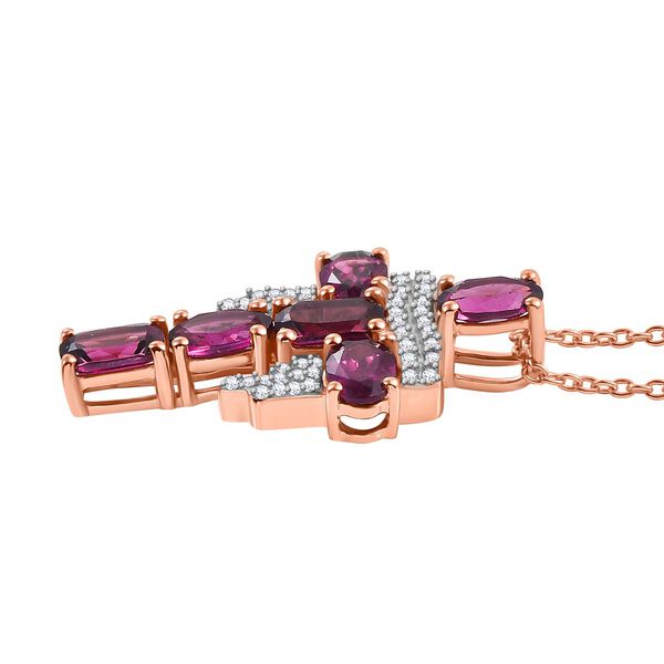 GP Royal Art D&eacute;co Kollektion - Rhodolith Granat, Zirkon und Kanchanaburi blauer Saphir-Anh&auml;nger mit 45cm Kette - 4,29 ct. image number 4