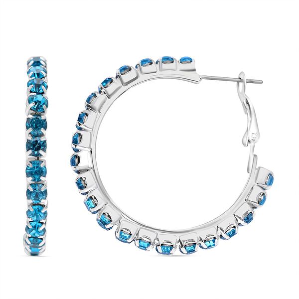 Blaue Kristall-Ohrringe mit Armband, reines Messing image number 7