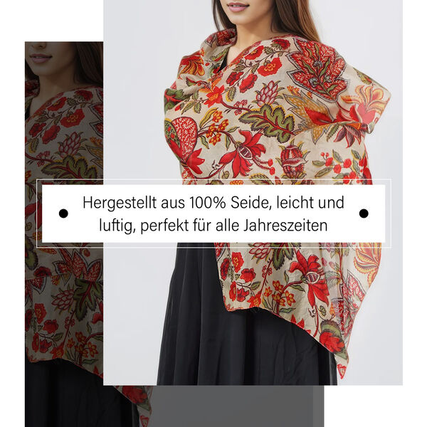 2er Set Luxus 100% Seidenschal und Tigerauge Chakra-Armband image number 1