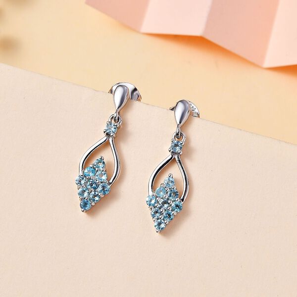 Paraiba-Apatit Ohrringe 925 Silber platiniert ca. 0,88 ct. image number 2