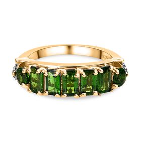 Natürlicher Chromdiopsid Ring, 925 Silber Gelbgold Vermeil, (Größe 18.00) ca. 1.74 ct