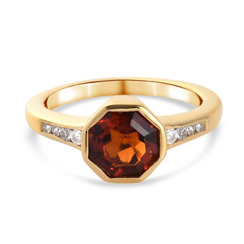 Madeira Citrin und Zirkon Ring 925 Silber vergoldet (Gr&ouml;&szlig;e 16.00) ca. 1,60 ct