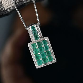 D'joy AA Smaragd Anh&auml;nger mit Kette ca. 50 cm, 925 Silber rhodiniert ca. 2.56 ct