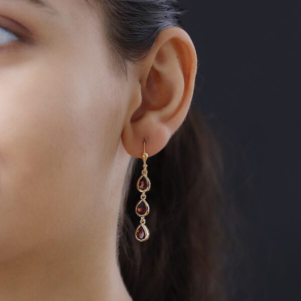 Natürlicher Mosambik Granat Ohrringe, 925 Silber vergoldet, ca. 5,02 ct image number 3