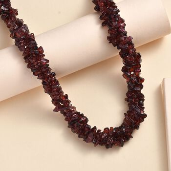 Roter Granat Halskette ca. 50 cm 925 Silber rhodiniert ca. 93.80 ct