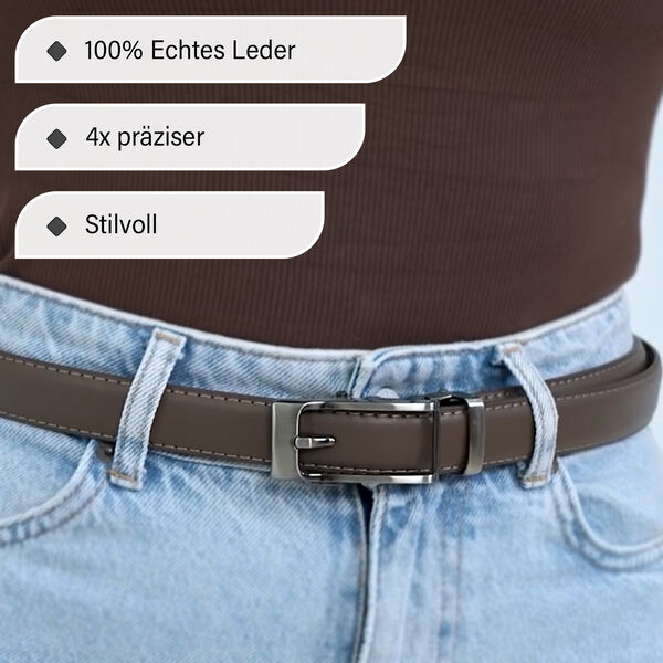 Automatik-Schnallen Ledergürtel, Taupe image number 2