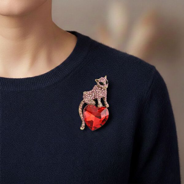 Mehrfarbiger Kristall Panther Brosche Antikes Gold image number 3