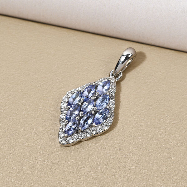 Tansanit und wei&szlig;er Zirkon-Anh&auml;nger, 925 Silber platiniert ca. 1,99 ct image number 3