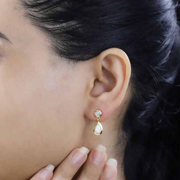 AA Nat&uuml;rlicher, &auml;thiopischer Welo Opal Ohrringe 925 Silber 750 Gelbgold Vermeil ca. 1,33 ct. image number 3