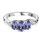 Tansanit Ring, 925 Silber rhodiniert, (Größe 19.00) ca. 1.02 ct
