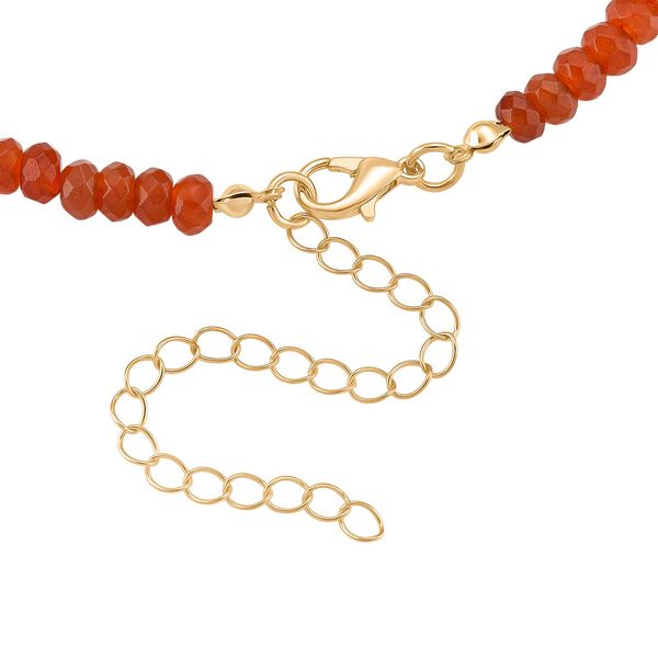 Muschelkernperle-Halskette mit Orangem Quarzit, verstellbar 40+10cm, goldfarben image number 5