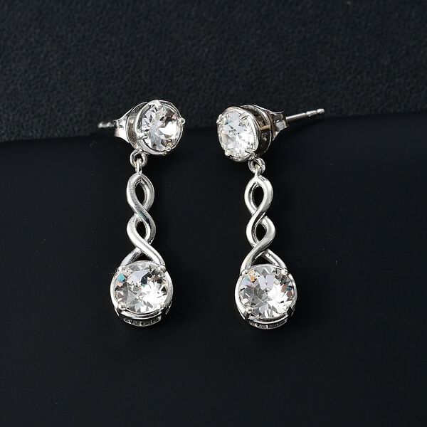 J Francis gefertigt mit SWAROVSKI- Weiße Swarovski Kristall Ohrringe, 925 Silber rhodiniert image number 2