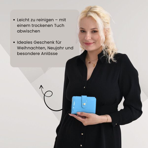 Jacquard-Schal aus Viskose und Geldb&ouml;rse aus PU-Leder mit RFID-Schutz Hellblau image number 4