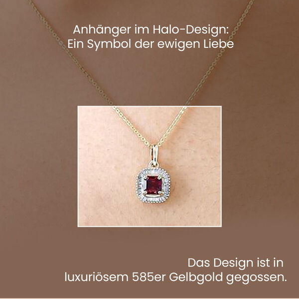 AAAA Rubellit und Diamant Anhänger in 585 Gold - 0,94 ct. image number 1