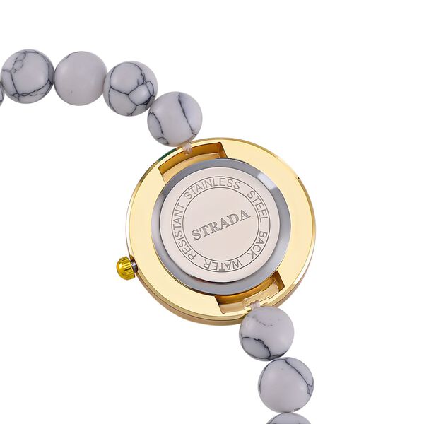 Weißer Howlit Uhren Reiner Edelstahl Bicolor flexibel ca. 50,00 ct. image number 6