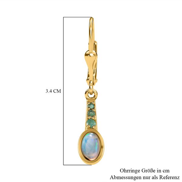 Natürliche, äthiopische Welo Opal, Kagem Sambische Smaragd-Ohrringe, 925 Silber vergoldet ca. 0.99 ct image number 5