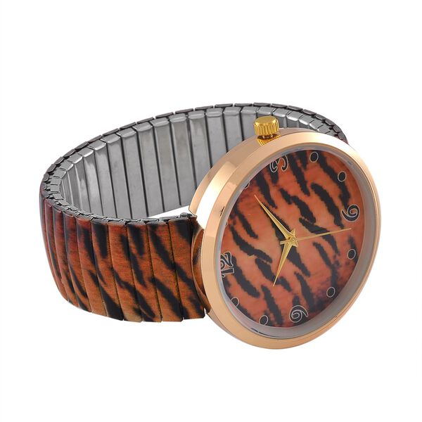 STRADA - Japanisches Uhrwerk, Flexible Uhr, Tiger Muster image number 6