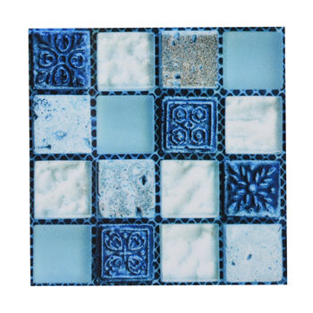 20er-Set Mosaik Wandaufkleber Wanddekoration, 10x10 cm, Blau