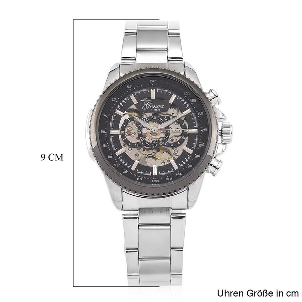 GENOA TIME - Armbanduhr Legierung, Reiner Edelstahl, bicolor, schwarz-goldfarben, Automatik, 3 ATM wasserdicht image number 7