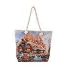 Jacquardgewebte Tasche aus Jute mit Futter, Rei&szlig;verschluss und verstellbarer Kordel Riemen, 42 x 37 x 34 cm, Rosengarten