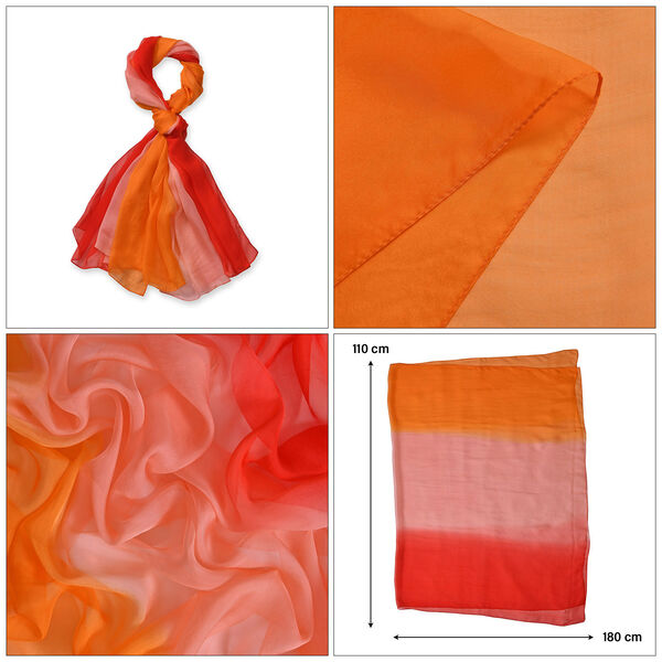 LA MAREY Ombre Chiffon Schal aus Seide, rot orange image number 5