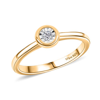 D'Joy wei&szlig;er Diamant Ring, 925 Silber 750 Gelbgold Vermeil