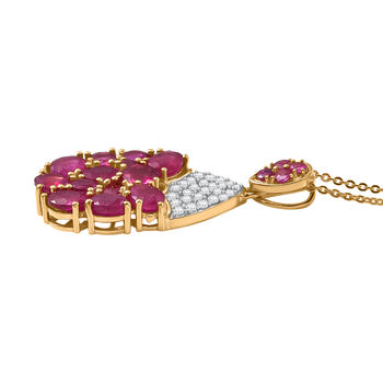 D'Joy afrikanischer Rubin und Zirkon Anh&auml;nger mit 50cm Kette - 5,73 ct.