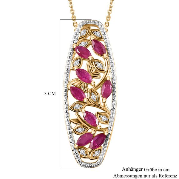 Montepuez-Rubin, Wei&szlig;er Zirkon Schmuckset 925 Silber 750 Gelbgold Vermeil ca. 1,06 ct. image number 6