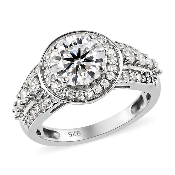 88 Facetten Moissanit-Ring, 925 Silber platiniert  ca. 1,90 ct image number 4