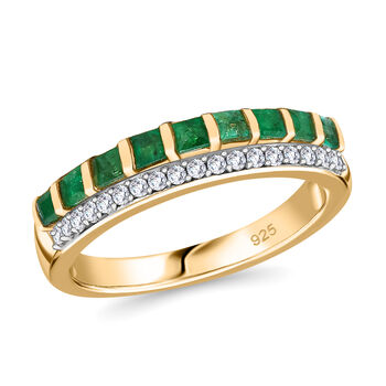 Smaragd und Moissanit Half Eternity Ring - 0,61 ct.