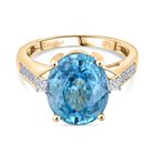 AAA Blauer Zirkon, Lab Grown Diamant VS Ring 375 Gold (Größe 18.00) ca. 7.36 ct