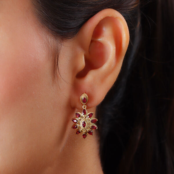 Anthill Granat Ohrhänger 925 Silber vergoldet ca. 2,26 ct  image number 3