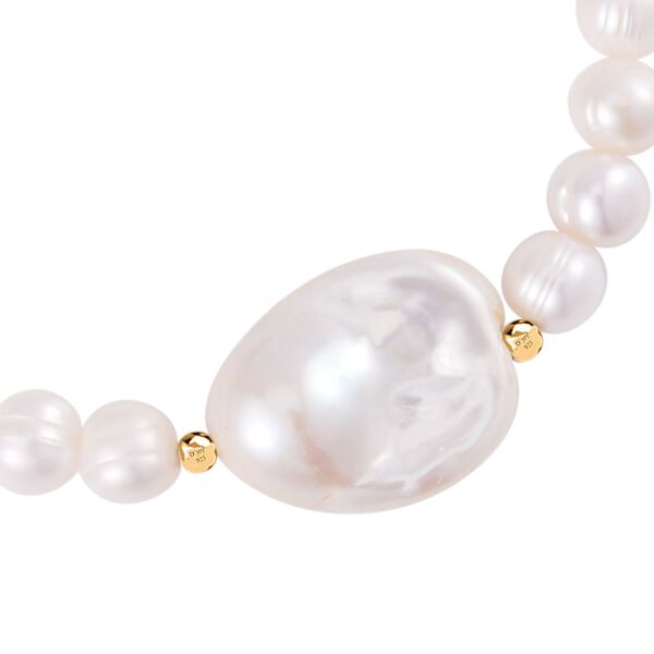 Flexibles, weißes Barockperle- und weißes Süßwasserperle-Armband - 91 ct. image number 3