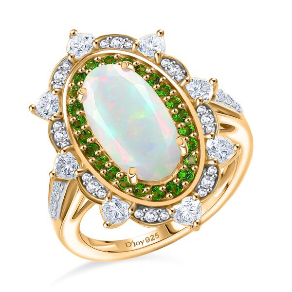 D'Joy AA nat&uuml;rlicher, &auml;thiopischer Welo Opal, Chromdiopsid und Moissanit Ring - 3,29 ct. image number 4