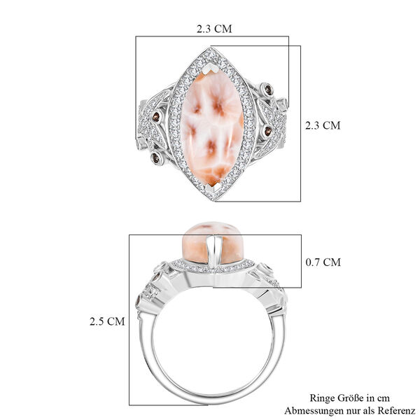 D&rsquo;joy AA Natrolith, Wei&szlig;er Zirkon Ring 925 Silber rhodiniert (Gr&ouml;&szlig;e 16.00) ca. 6,38 ct image number 7