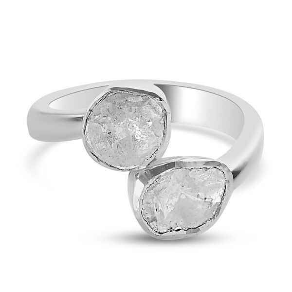 Handgearbeiteter Polki Diamant Ring 925 Silber Platin-&Uuml;berzug