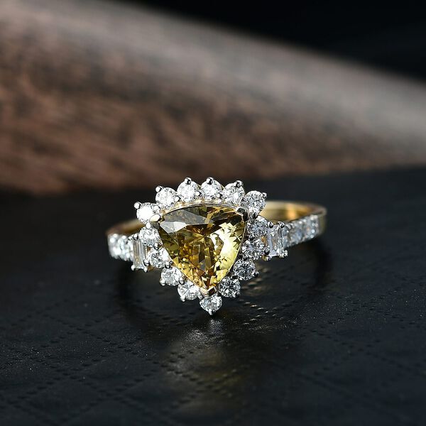 LUXURIANT DIAMOND - AAA Nat&uuml;rlicher goldener Tansanit, Lab Grown Diamant Ring 417 Gold (Gr&ouml;&szlig;e 16.50) ca. 2,85 ct image number 1
