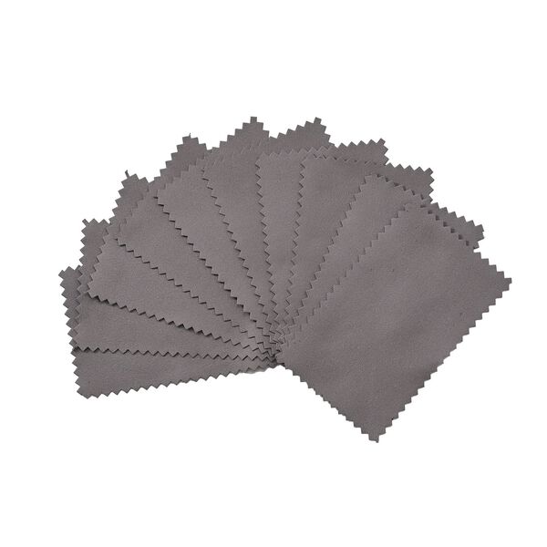 Quadratische Ringbox aus Samt mit Glasfenster und 10 Silberputztüchern, 24x24x5 cm, Schwarz image number 5