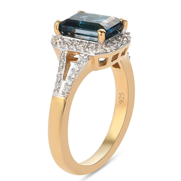 London Blau Topas und Zirkon Ring 925 Silber vergoldet  ca. 2,38 ct image number 5