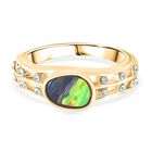 Abalone Muschel, Weißer Kristall Ring Std Gelb (Größe 17.00) ca. 0,02 ct