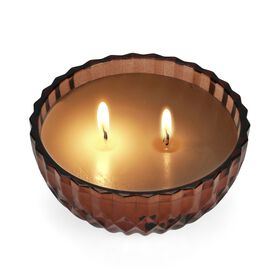 The 5th Season: Premium-Kollektion: Amber-Duftkerze im Glass mit Messing Kerzenhalter, 6ml nat&uuml;rliches &Ouml;l, 180 g. Wachs, 20 Stunden Brenndauer, Rot