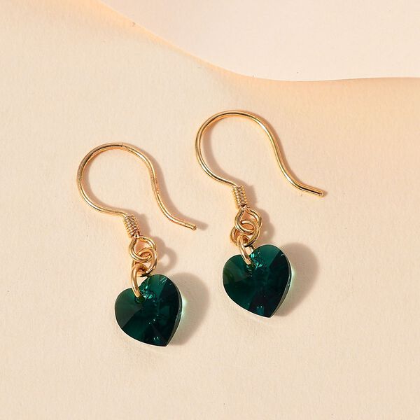 J Francis gefertigt mit SWAROVSKI- Smaragd Swarovski Kristall Herz Ohrringe image number 2