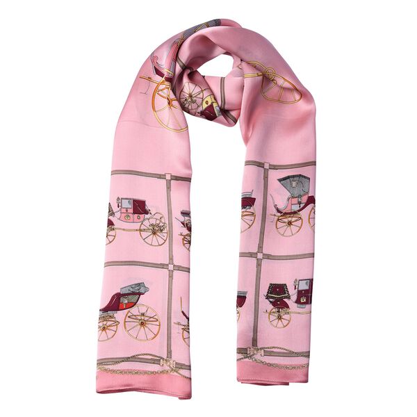 LA MAREY: Bedruckter Schal aus 100% Maulbeerseide, inkl. Geschenkbox, Rosa&nbsp; image number 3