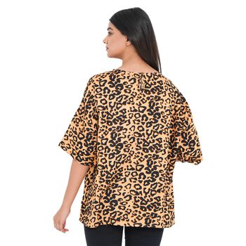 TAMSY - bedrucktes Top mit Leopardenmuster, Gr&ouml;&szlig;e 38, Senfgelb und Schwarz