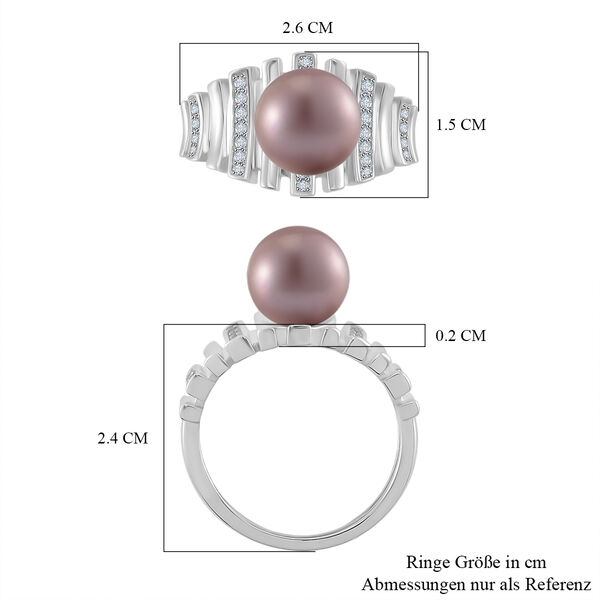 Mehrfarbiger Edison Perle und Zirkon Ring, 925 Silber rhodiniert image number 6